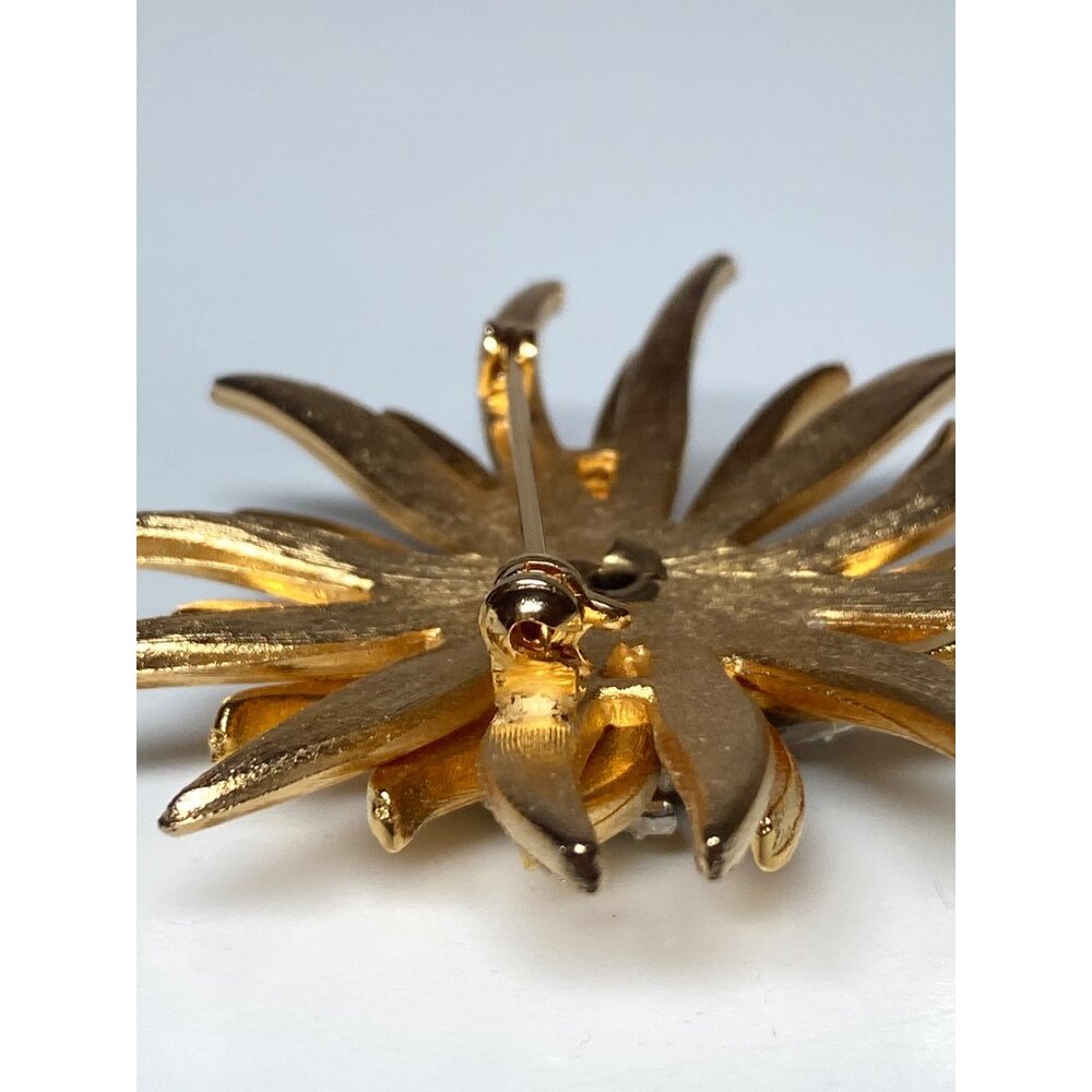 Atomic Sputnik Starburst Rhinestone Brooch Earring Two Tone Metal Clear Crystal - Picture 8 of 16